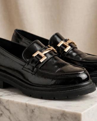Mocassino donna nero vernice