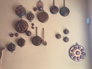 Pentolame, brocche stampi in rame antichi