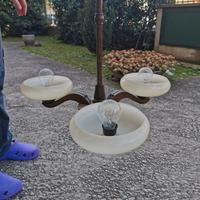 Lampadario a sospensione in legno e murano