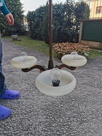 Lampadario a sospensione in legno e murano