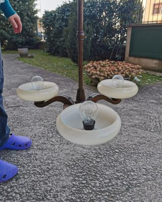 Lampadario a sospensione in legno e murano