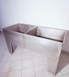 Vasca in acciaio a doppio scomparto