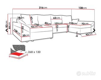 Divano letto con doppia penisola