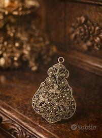Antico ciondolo filigrana primo ‘900 argentato