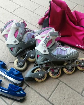 Pattini bambino Okselo con ruote in linea e skid