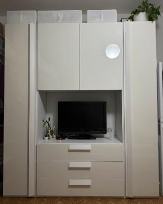 Armadio Bianco lucido con spazio TV