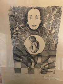 Quadro Litografia artista Parziale anni 70-  80