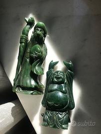 Coppia di statuine di giada