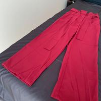 Pantaloni leggeri ampi colore vinaccia