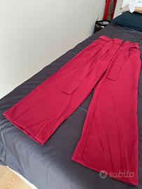 Pantaloni leggeri ampi colore vinaccia