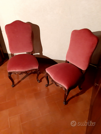 Sedie foderate in velluto rosa antico