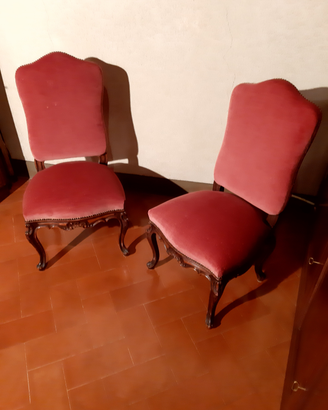 Sedie foderate in velluto rosa antico