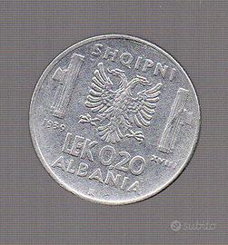 Moneta Albania lek 0,20 del 1939