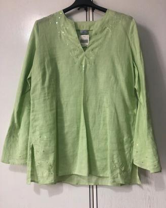 Blusa verde lime in ramia 100% naturale