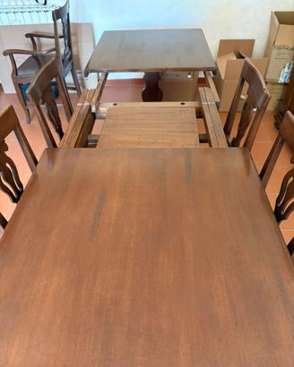 Tavolo allungabile in legno massello con 6 sedie