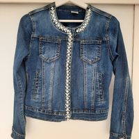 Giacca in jeans donna stile Chanel perline