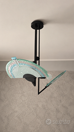 Lampadario in metallo nero e vetri di Murano decor