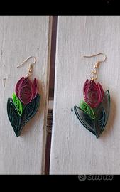 Orecchini Tulipani in quilling