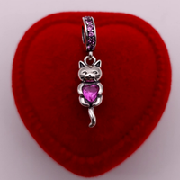 Charm Gattino Abbraccia Cuore in Argento S925