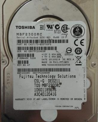 HDD TOSHIBA scsi MBF2300RC 300GB 10k 2.5 ''