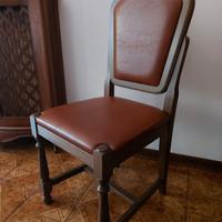 16 SEDIE VINTAGE in legno noce, pelle bordeaux