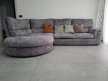 Divano Grigio Angolare Con Pouf 320 x 180 x 90cm 