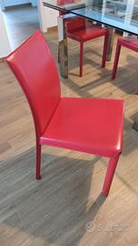4 Sedie MIDJ Flona in cuoio rosso