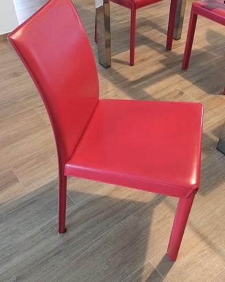 4 Sedie MIDJ Flona in cuoio rosso