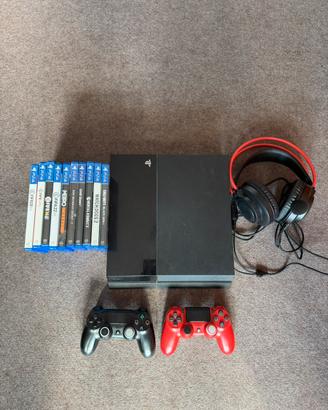 PS4 + joystick + cuffie + giochi