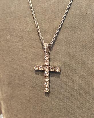 Collana con croce in argento unisex 