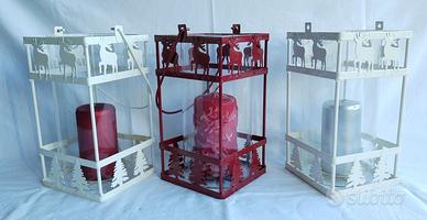 Tre lanterne portacandele da tavolo