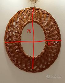 Specchio anni '60 in giunco