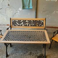 panca da terrazzo con sedie  in legno massello e a