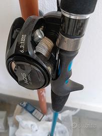 canna da pesca più mulinello come nuovi