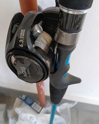 canna da pesca più mulinello come nuovi