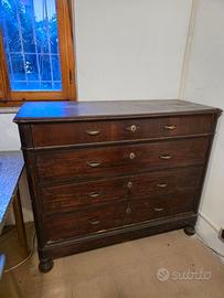 antico COMO' 4 CASSETTI in legno CASSETTIERA