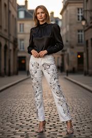 Pantaloni jeans Roberto Cavalli bianchi lavorati