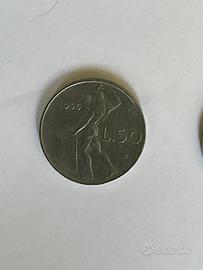 Monete italia 50 lire del 55 e  56 e 100 lire 57