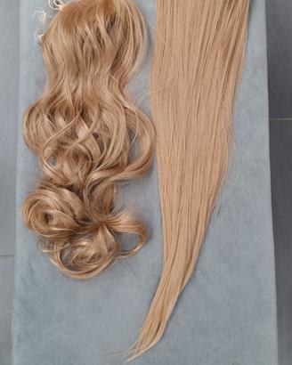 2 coda estension capelli biondi liscia e mossa