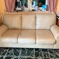 Divano 3 posti in pelle beige
