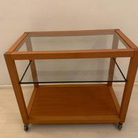 Carrello multiuso in legno e cristallo