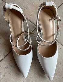 Scarpe donna decolté bianche tacco 10 cm nuove