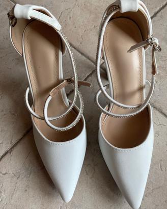 Scarpe donna decolté bianche tacco 10 cm nuove