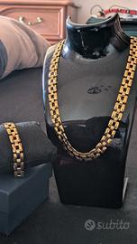 Parure di gioielli in acciaio placcato oro 