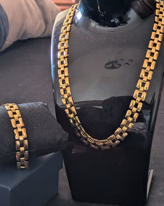 Parure di gioielli in acciaio placcato oro 