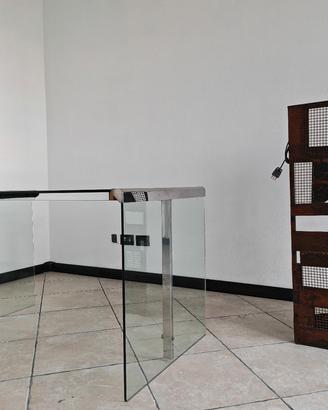 Arredo scrivania tavolo cristallo e lampada 