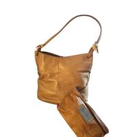 Borsa in pelle con borsello colore cammello