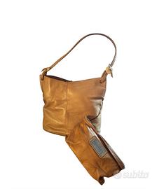 Borsa in pelle con borsello colore cammello