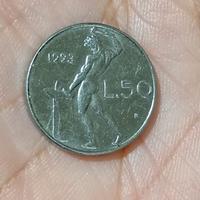 Micromoneta da 50 lire del 1993 e del 1995