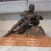 POSEIDONE IN BRONZO CON BASE IN MARMO ROSSO ASIAGO